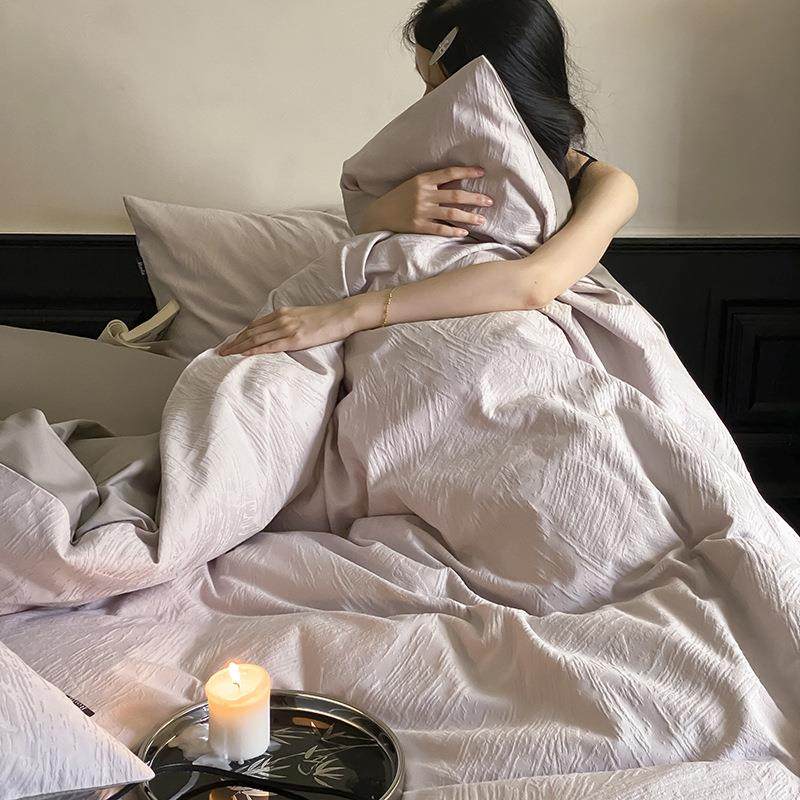 月岛用LXH弥生｜秋加冬大提花磨毛纯棉四件套厚全长绒棉被棉套床