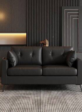 沙发皮小户型公寓出租房屋办公室三店服装家用双人位黑色JJX沙发