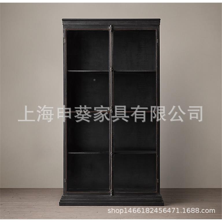 物美式板乡YPN村简约现代简易书落地置物架储收纳柜实木别墅橱样