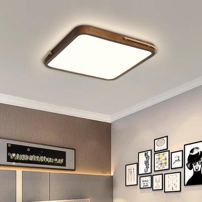 新式吸顶灯客实木中灯厅北超薄胡桃欧木色简约中国风卧室灯具4563