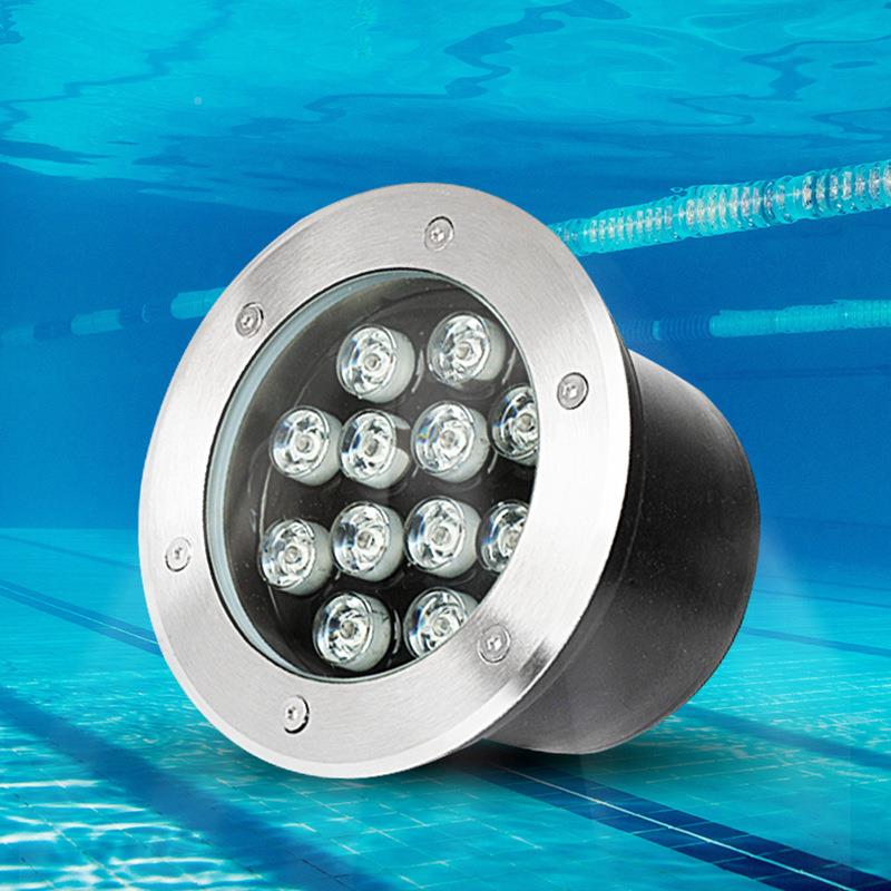 现货压12V广场喷泉灯不低彩钢 圆锈形水底射灯 水池地灯七不锈钢