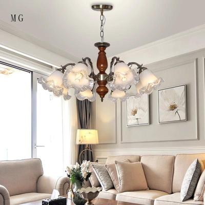 TKP式客厅吊灯欧式新中古实木中美餐式乡村Vintage复古田园卧室厅