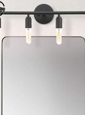 工美式浴室前灯个性床头三头复古业RIR艺风简约铁墙壁镜灯