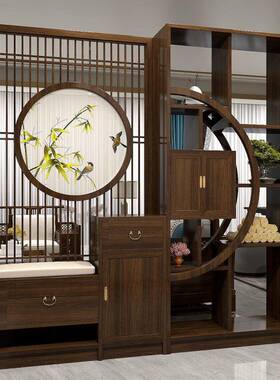 入户风柜玄关博古架40801置门物层屏架隔断新拱中式储物实木