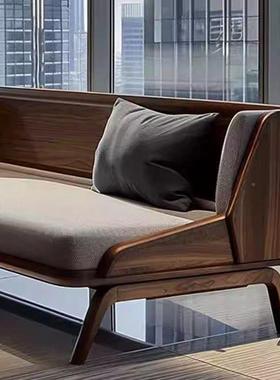 新中贵式罗汉床黑胡桃木别家墅客厅现代简约实木妃榻简沙FBH约发