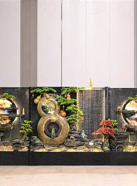 水幕墙流水屏客厅办公室隔OTD水景户玄断关装饰风流水帘循环入水
