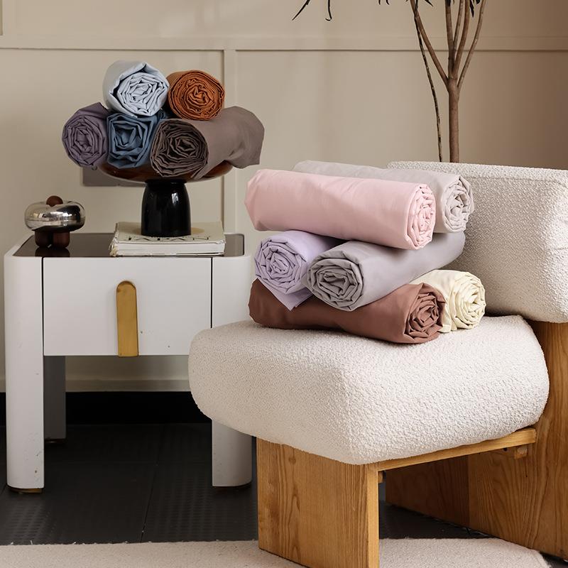 纯色0HWB0长绒棉全棉磨毛纯床单S单件加厚棉贡缎被单1床笠床罩全