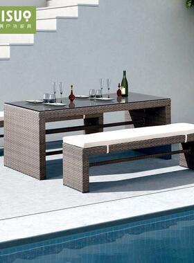 24-9-28-户外藤椅三件套庭院花阳台小桌椅组藤合室外休闲园编家阳