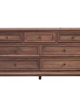 美式纯斗实19280室木五柜七斗柜白木卧电视柜家具简约抽屉储蜡物