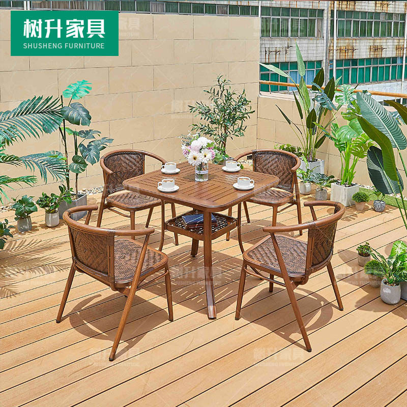 户外藤编网红桌椅组合
