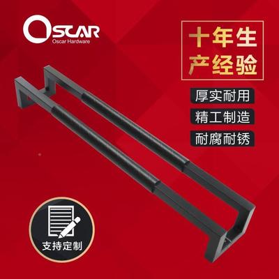 锈不钢华璃门拉手四弯门把手网玻纹玫瑰金酒69936店门扶手豪推拉