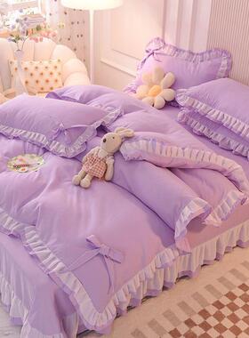 纯四裙件套床床26300单蕾丝花边色单人床三件床上套学生宿舍被套