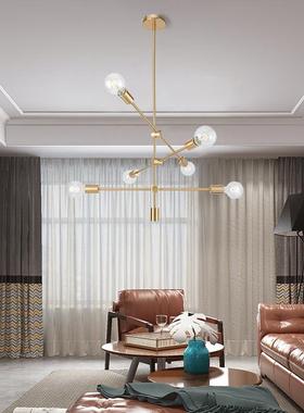 美式简约何客厅枝灯具几线loft铁艺六73704头条吊灯美欧型规