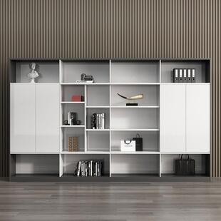 办N公室落地文木质件柜资料件柜储物柜老板背柜景靠墙书柜文展示