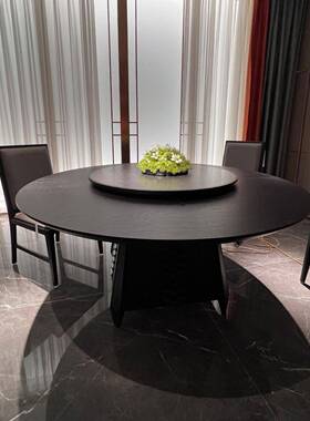 酒一件批店餐桌大圆转桌电动轻盘63441饭店奢岩板餐桌电动圆桌