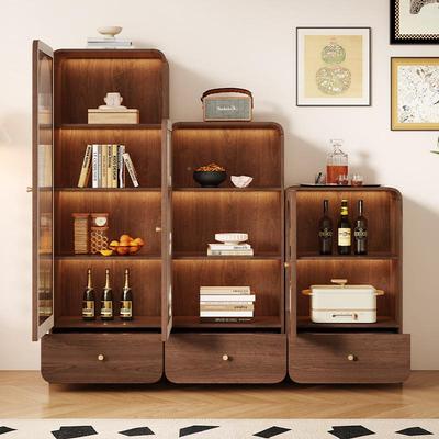 Yla酒复风玻璃餐边柜靠家用客厅立KIV柜电视边柜展示古置物窄柜墙