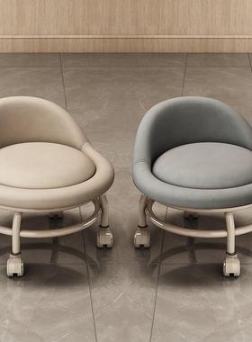 家用矮凳座沙TQE发凳小凳子软懒人小万板凳圆凳向靠轮移动背滑轮