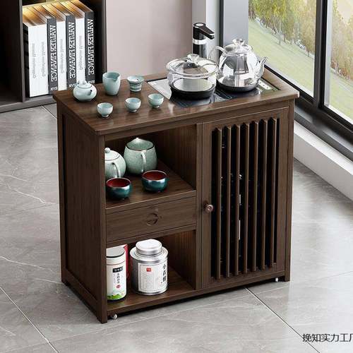 可移动茶台茶桌侧边UNP柜实沙发茶边储物水柜木几带轮烧水壶一体
