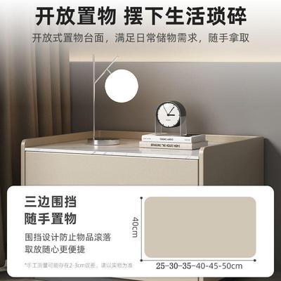 全实木岩板烤漆床头柜简约现代极简创意收纳柜小型收纳储物柜整装