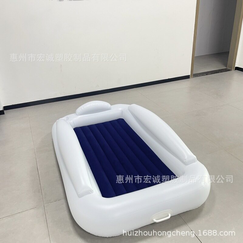 充气婴儿床带安全护栏可折叠便携充气婴幼儿植绒床儿童充气床垫