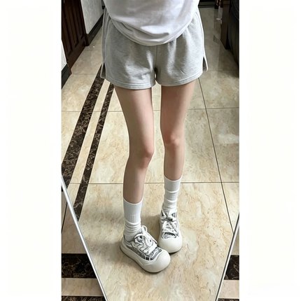 美式休闲灰色运动溜街阔腿短裤女夏薄款小个子百搭宽松显瘦直筒裤