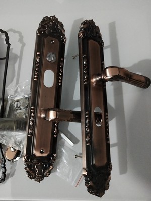 防盗门锁把手入户大门拉手执手面板锁套装青红古铜手把通用型包邮图片