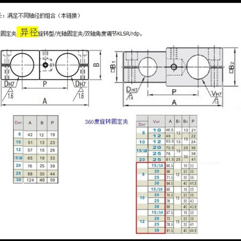 激光器固定夹具12/14/16/18/20/22mm可调高低三轴万向光学支架图片