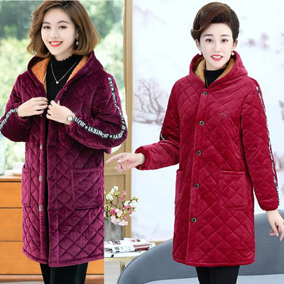 冬季加绒加厚罩衣大码夹棉保暖罩衣中长款工作服女士围裙加绒棉服