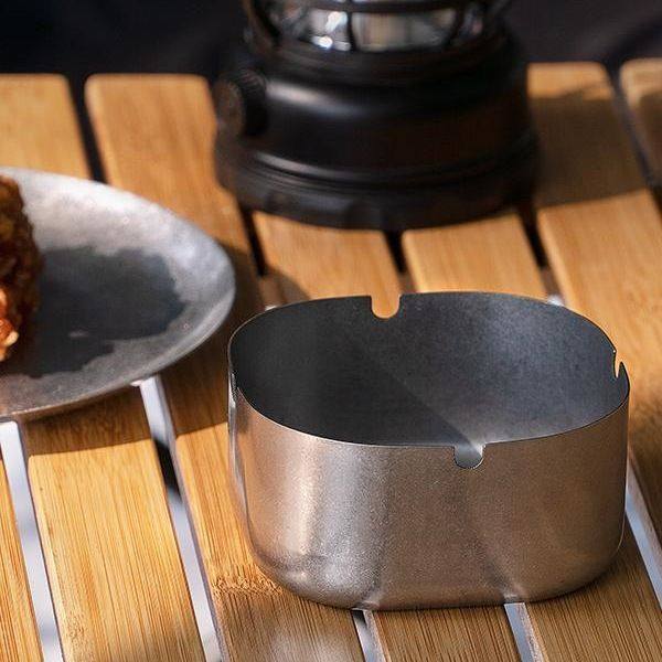 复古不锈钢烟灰缸水洗做旧磨砂简约轻奢创意个性定 制时尚烟缸户