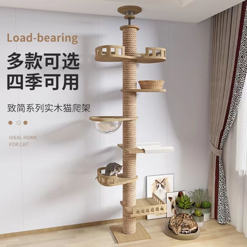 顶天立地猫爬架通天柱实木小户型太空舱猫咪攀爬架一体多功能