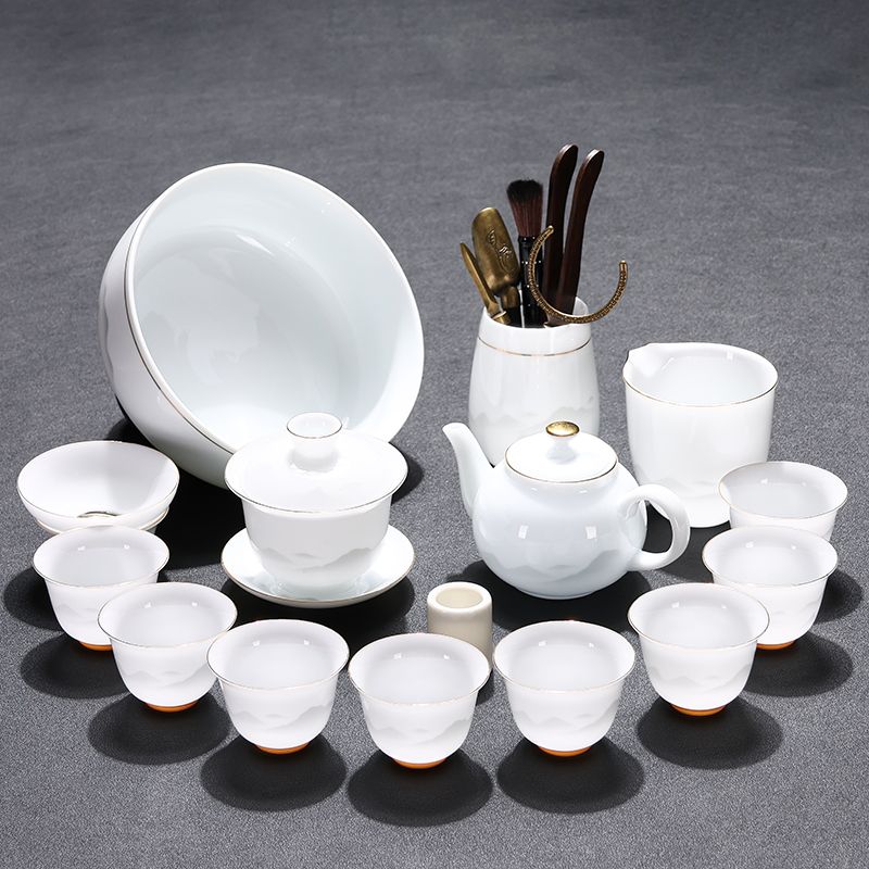 茶具套装2025新款冰种白瓷家用泡茶茶杯喝茶陶瓷盖碗轻奢