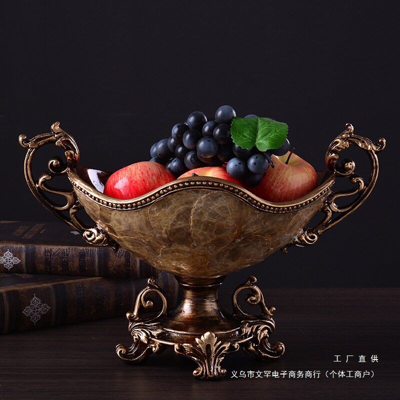 欧式水果盘奢华复古客厅美式糖果盘大号家用干果盘茶几装饰品摆件
