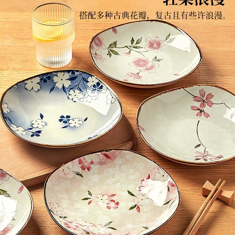 日式方盘陶瓷盘子菜盘家用2025新款小碟子轻奢餐具感餐盘深盘