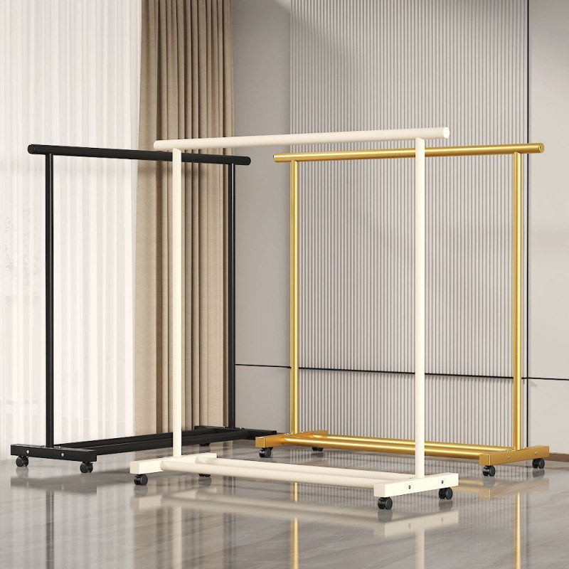 晾衣架衣帽架落地家用卧室移动奶油阳台衣服简易宿舍挂衣架立式