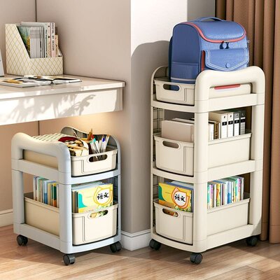书房静音轮推车式置物架书包架宿舍桌下抽屉可移动升级收纳小推车