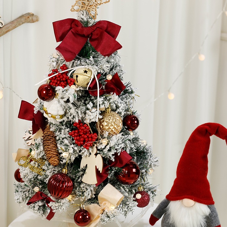 2025新款mini网红小圣诞树小型桌面家用圣诞节装饰花环diy材料包