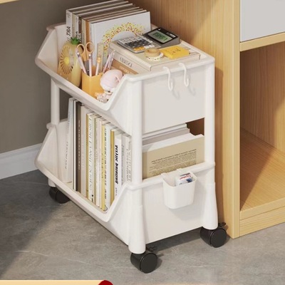小推车桌下书架书桌收纳置物架办公室落地可移动书包学生教室书柜