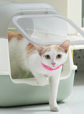 猫砂盆小号带盖大号全封闭式防外溅防臭厕所透明便盆猫咪用品大全