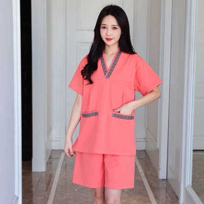 2024新款汗蒸服女纯棉高档全棉男按摩服大码桑拿服洗浴中心洗浴服