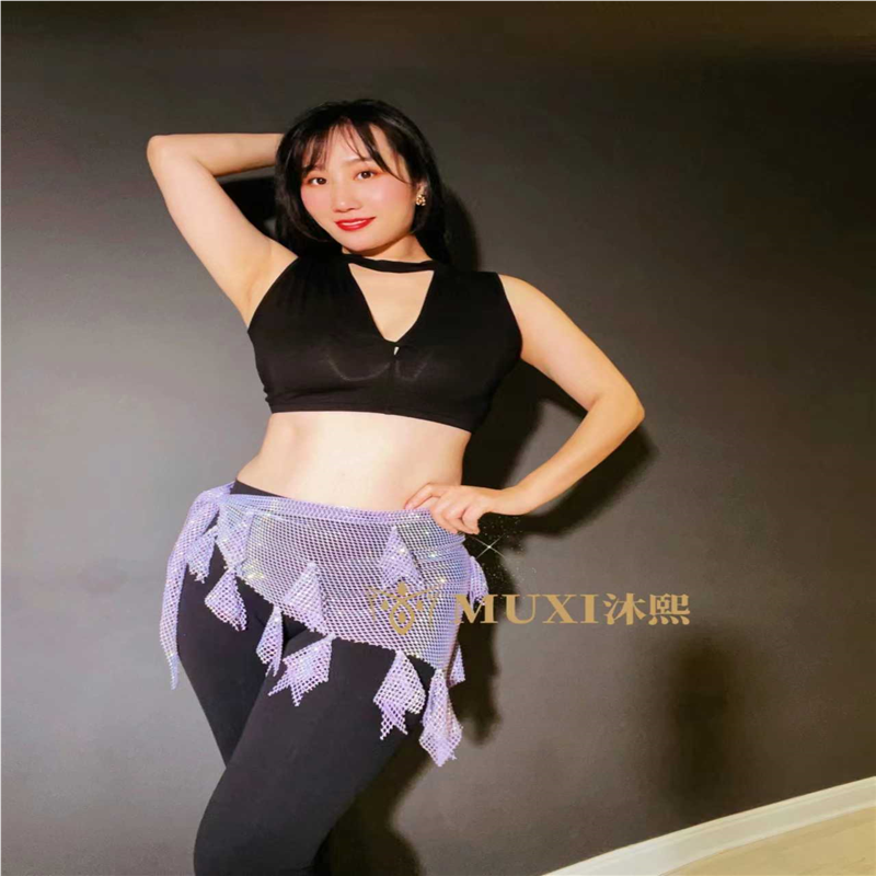 肚皮舞网钻繁星流苏臀巾亮钻腰链叮当款沐熙家新款