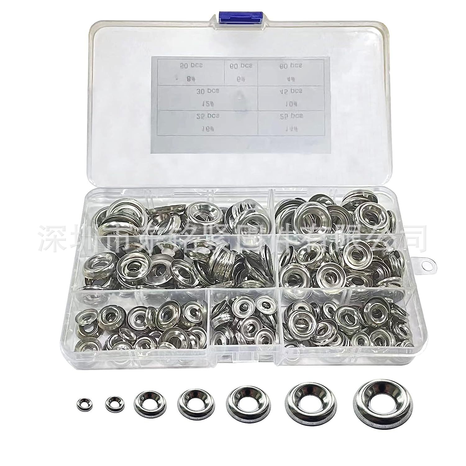 295PCS 304不锈钢沉头抛光垫圈#4#6#8#10#12#14#16多种尺寸组合