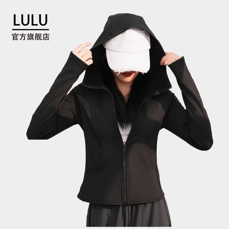 LULU旗舰店秋冬加绒瑜伽外套女连帽修身收腰显瘦拉链开衫运动上衣
