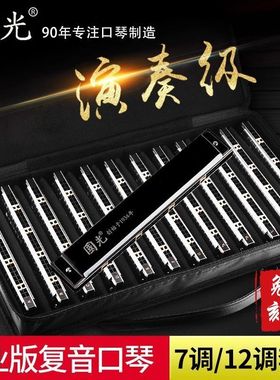 国光口琴套装7调12调ABCDEFG#调24孔复音专业学生成人专业演奏级