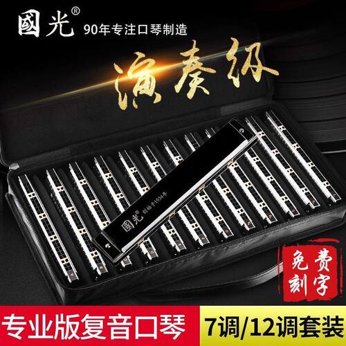 国光口琴套装7调12高级演奏款调
