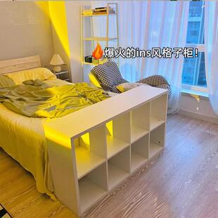 书柜床边隔断柜落地置物架卧室侧边格子柜收纳客厅八格柜子储物柜