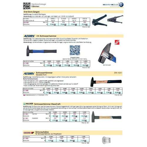 哈恩库博钳工锤大力钳工锤保护套头安全钳工锤羊角锤