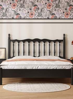 法式复古床黑色1.5m1.8m双人床温莎床主卧家具现代简约美式全实木