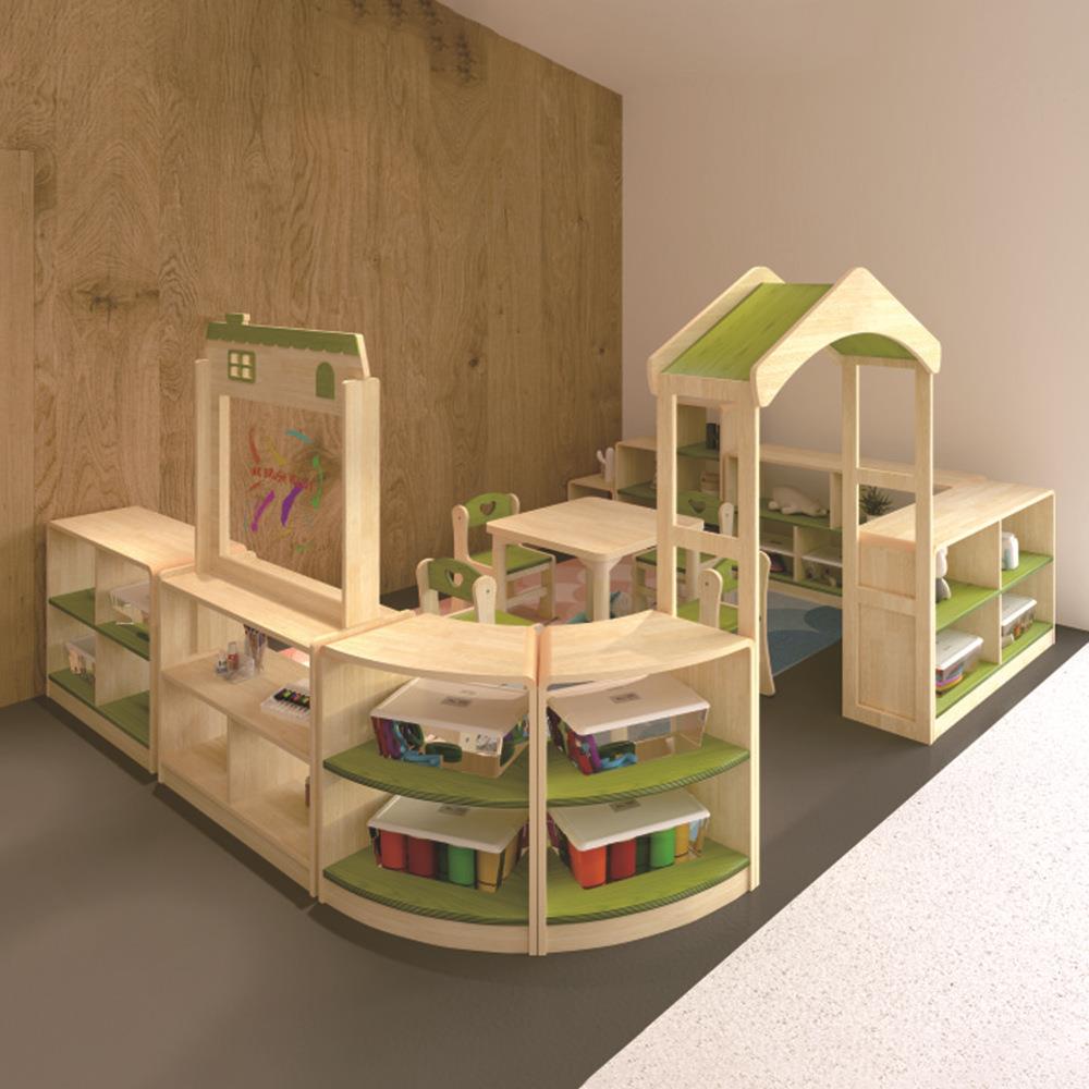 幼儿园儿童实木多层板区角组合柜玩具柜透明画板贩卖柜玩具收纳柜