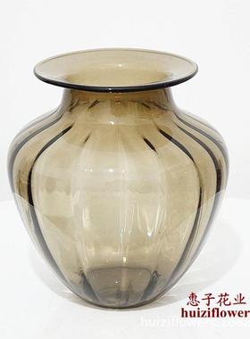 水培花插欧式彩色浮雕水纹玻璃花器花瓶工艺品34985仿真