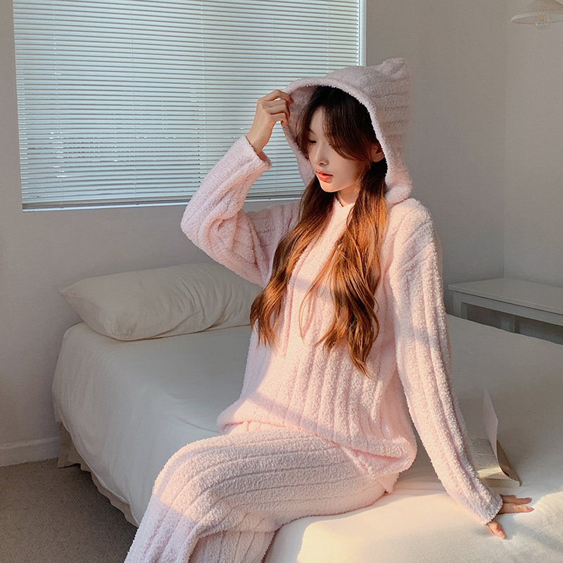 气质国风中式小熊猫可爱软绵绵睡衣女秋冬季加绒加厚保暖家居服